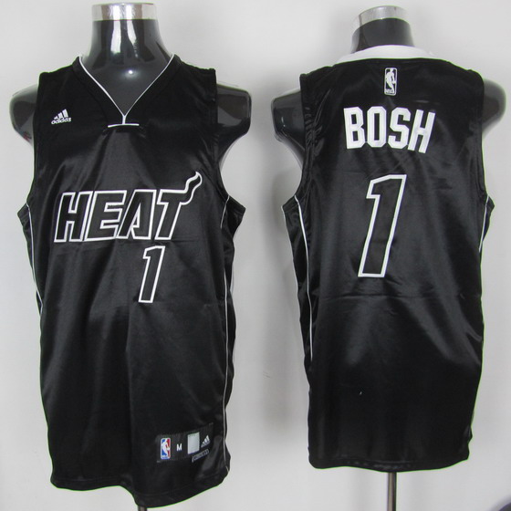 NBA Miami Heat 1 Chris Bosh Swingman Black White Number Jerseys
